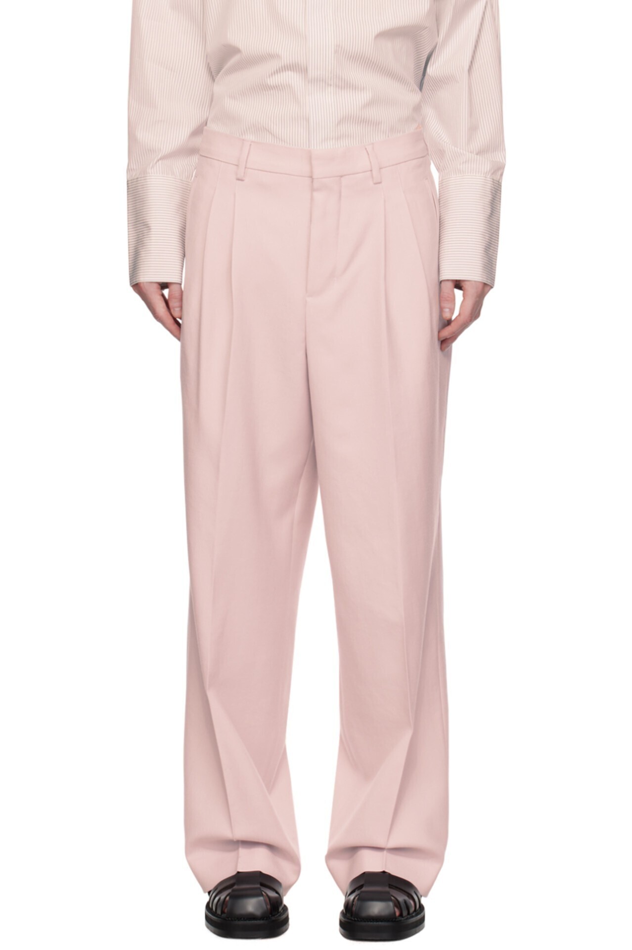 AMI PARIS ピンク ストレートフィット トラウザーズ