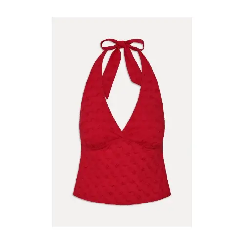 Frankies Bikinis Cora Eyelet Halter Top