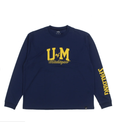 SPALDING ロングスリーブTシャツ ミシガン UオブM スリーブロゴ