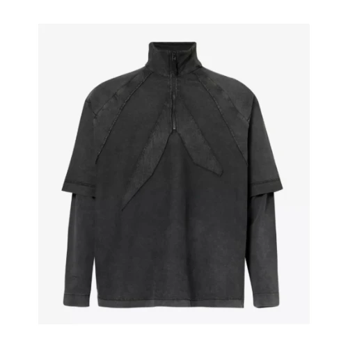 1017 ALYX 9SM LOGO DOUBLE SLEEVE TEE WITH ZIP / WASHED BLK
