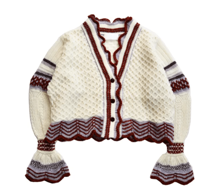 Mame Kurogouchi Lace Knitting Cardigan