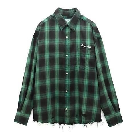 mindseeker Vintage Wash Check Shirts / GREEN