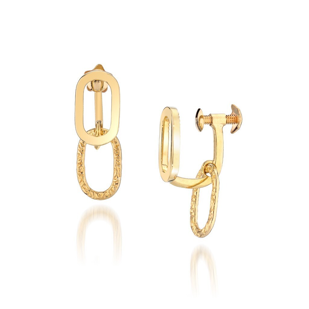 STAR JEWELRY TEXTURE CLIP CHAIN EARRINGS
