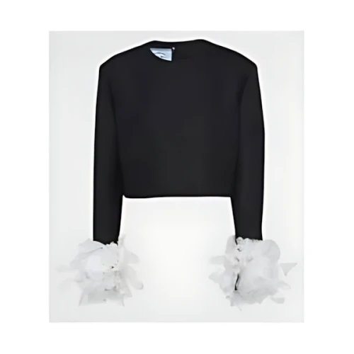 PRADA Single-breasted wool jacket with feathers