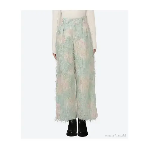 leur logette damask rose jacquard pants