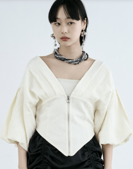 Ezick balloon corset ジャガードブラウス