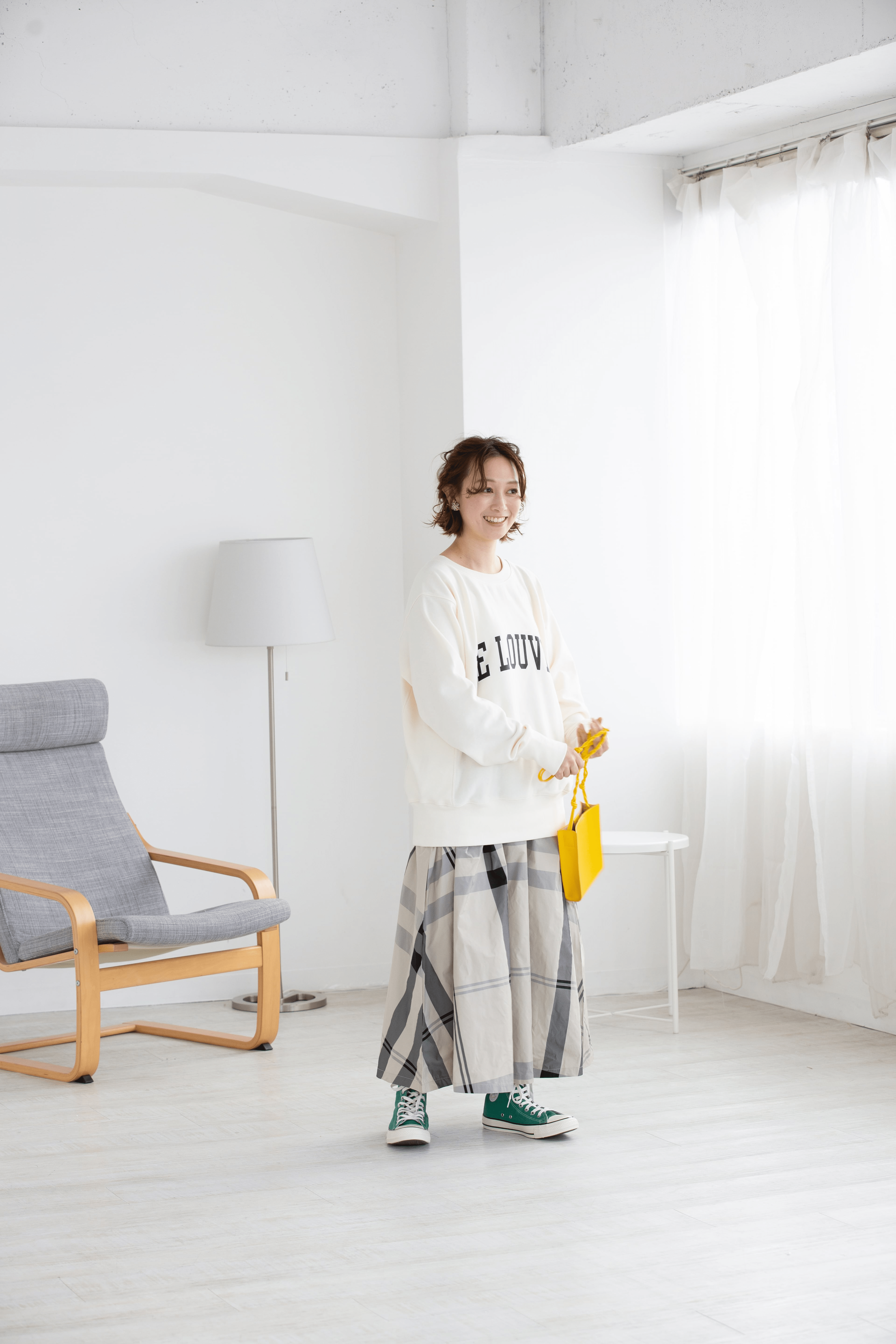 mite Taffeta check A-line sk