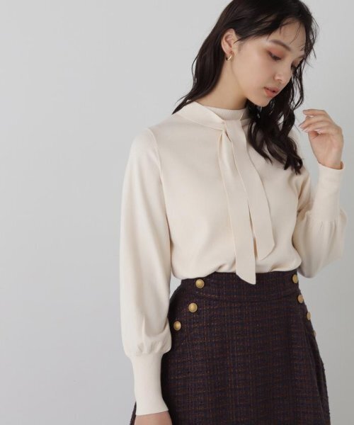 NATURAL BEAUTY BASIC ハイネックナローボウタイニット