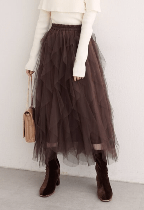 natural couture ラッフルフリルチュールスカート