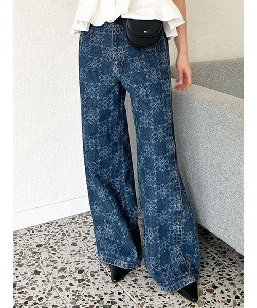 Lily Brown ルーズフィットワイドデニムパンツ