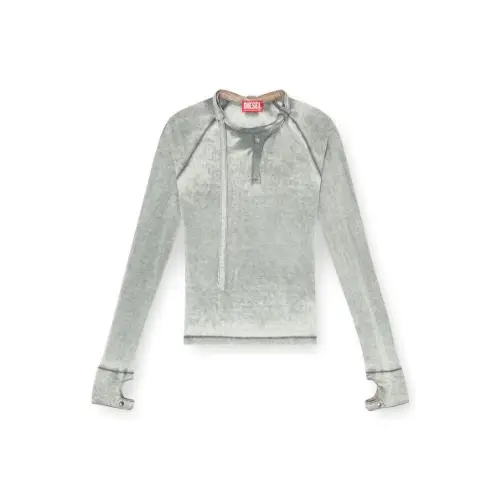 DIESEL Rib-jersey top with biker neck strap