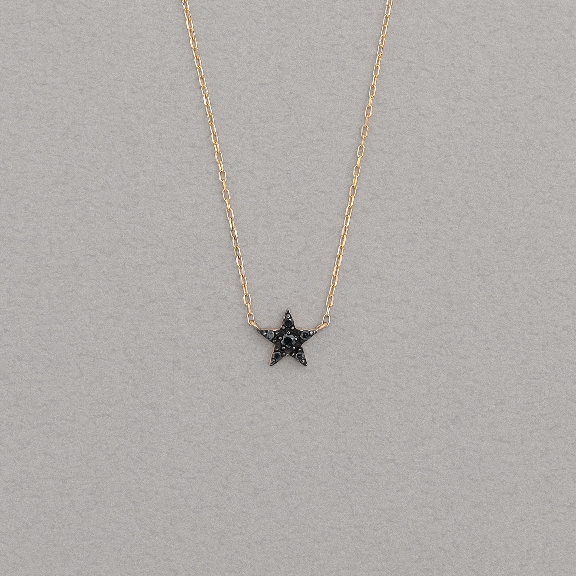 Plus Vendome MICROTATTOO_K10ブラックダイヤモンド ネックレス_LUCKY STAR_so black