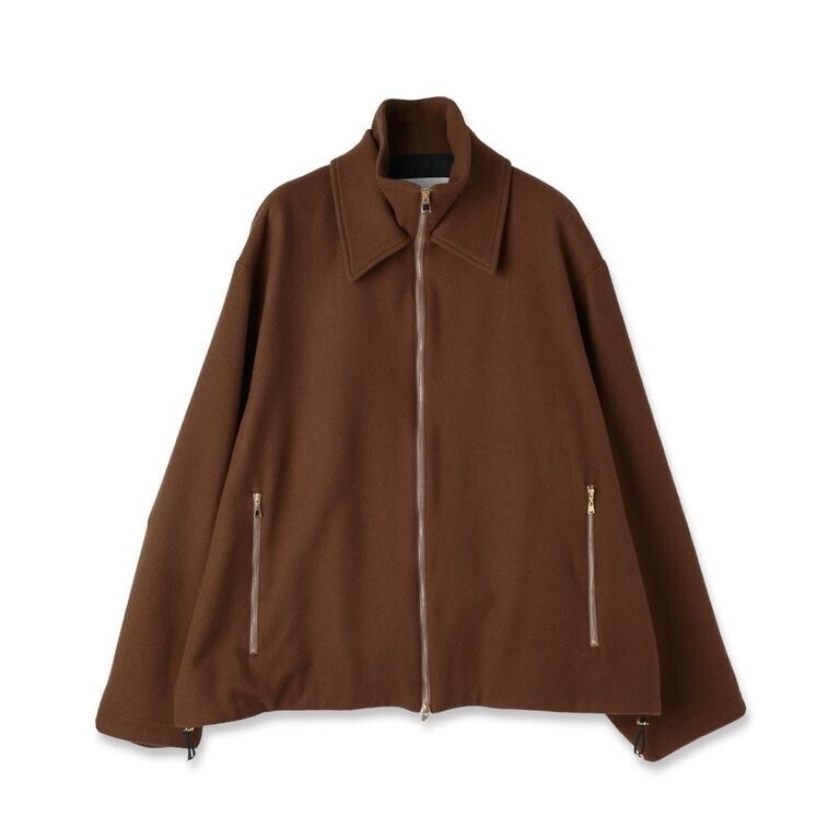 CULLNI Lamb Wool Melton Double Collar Zip Up Jacket