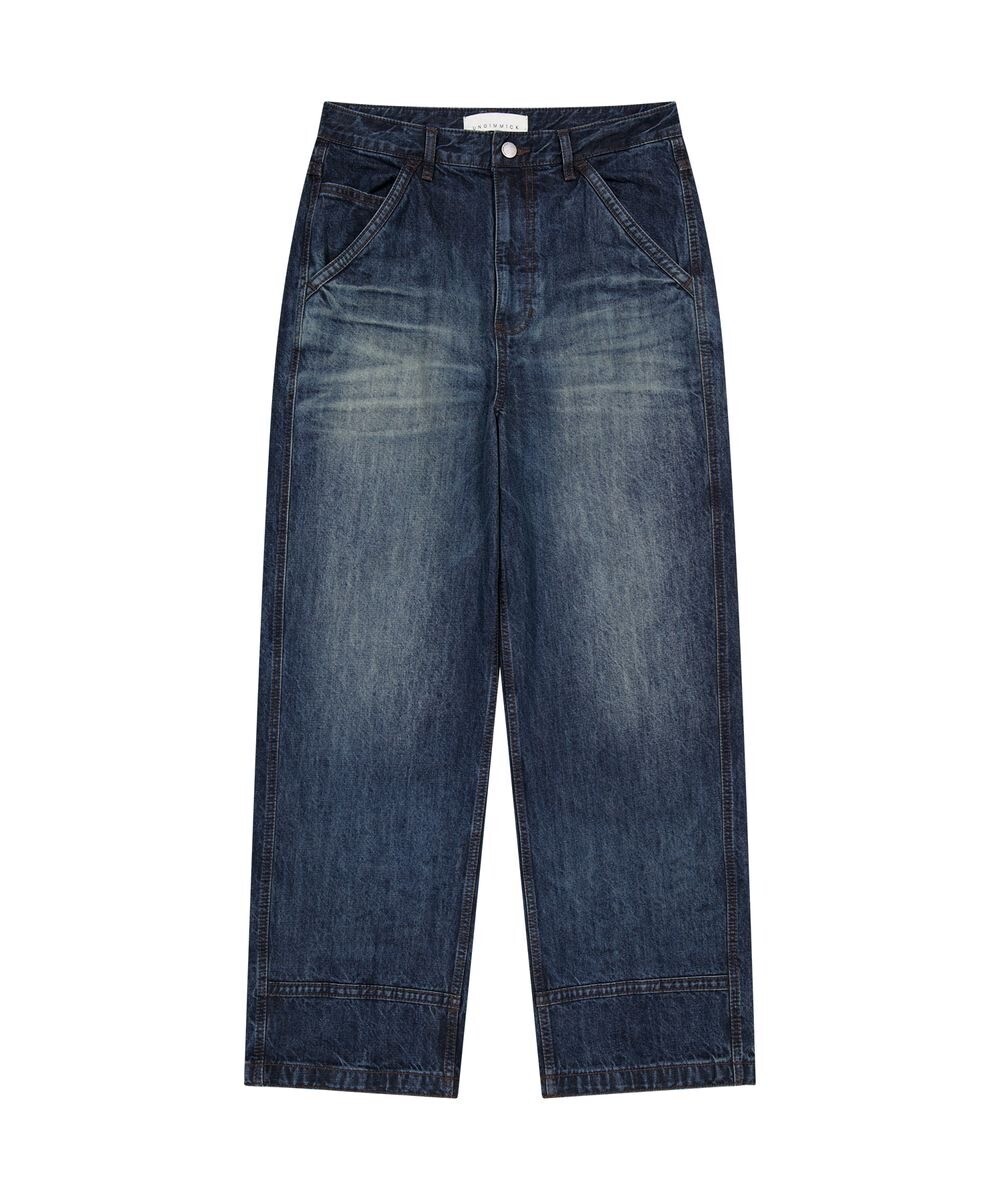 UNGIMMICK Bias Straight Denim Pants - Deep Blue