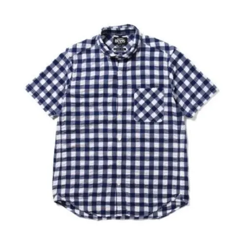 BEAMS シアサッカー ギンガムチェック ショールカラー シャツ