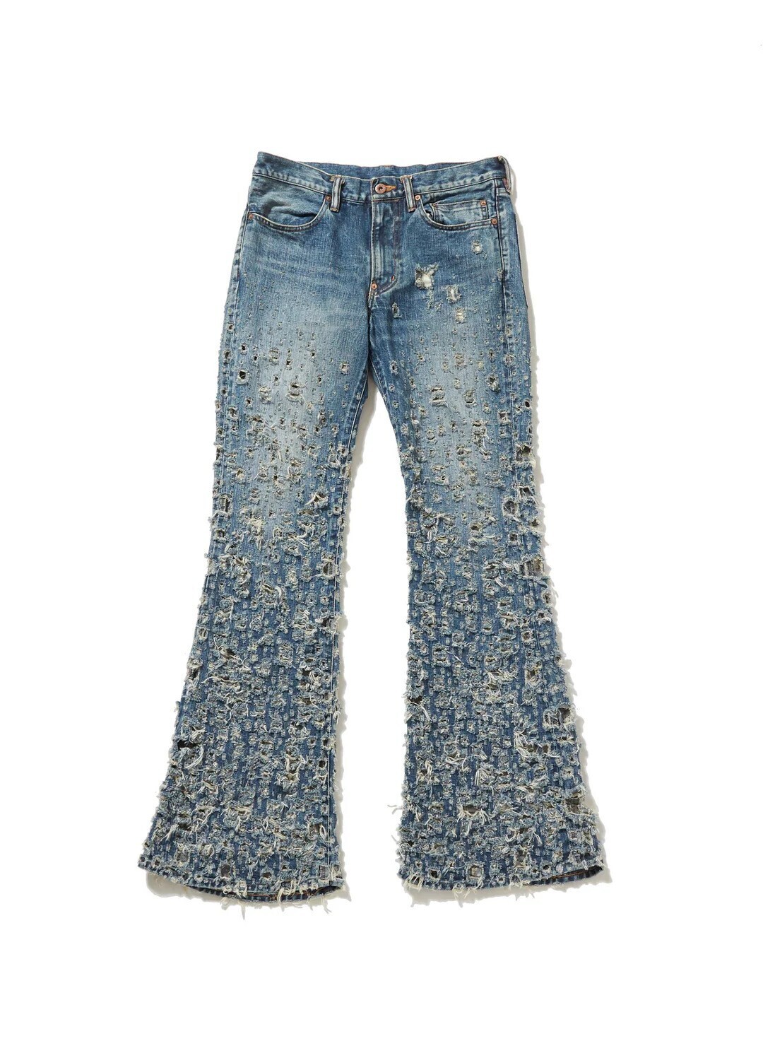 SUGARHILL CRASHED MODERN DENIM FLARED TROUSERS