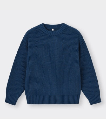 GU ウォッシャブル畦クルーネックセーター