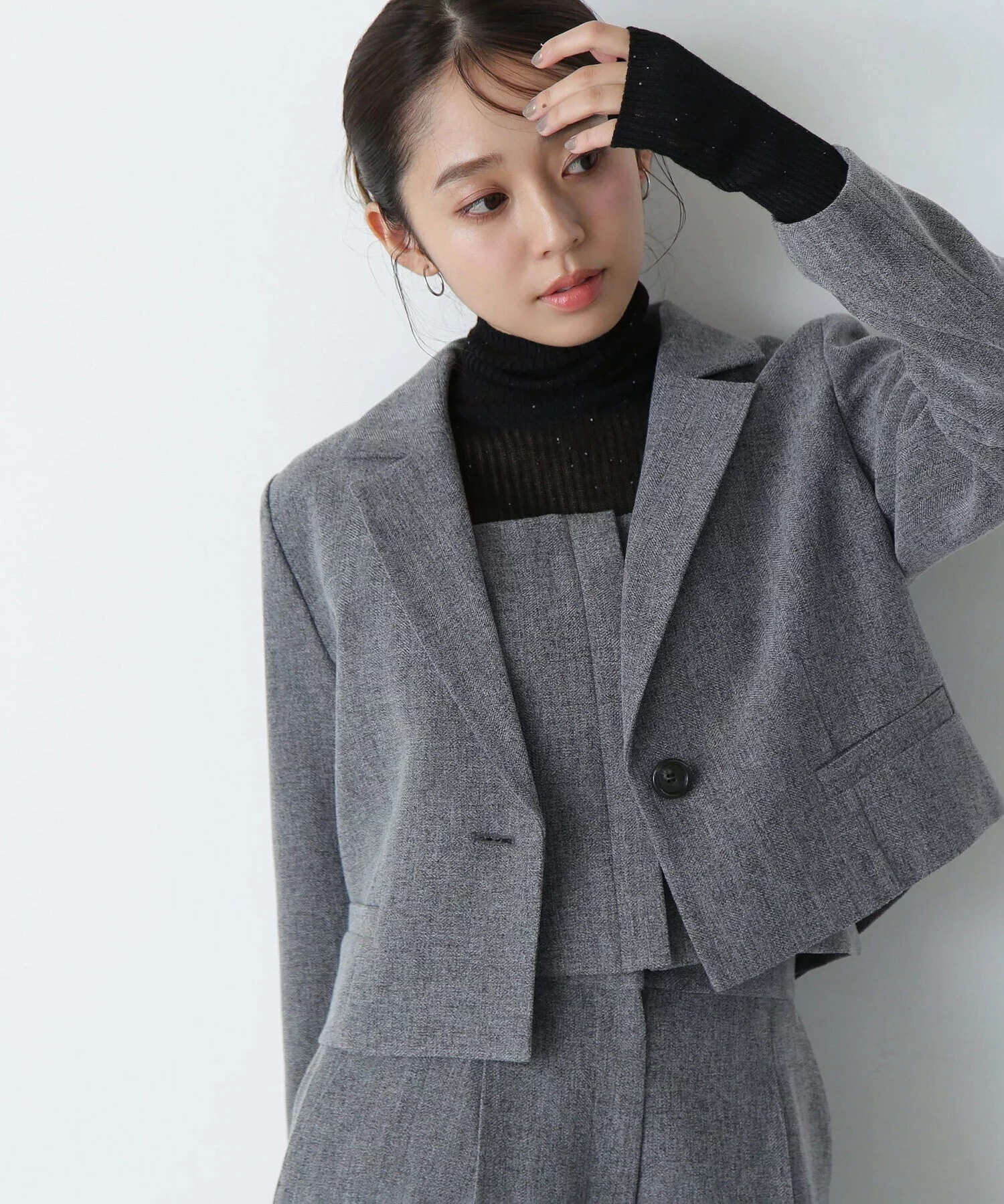NATURAL BEAUTY BASIC <ツイーディーセットアップ>ショートジャケット 24AW