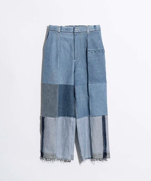 MAISON SPECIAL 《UNISEX》Patchwork Vintage denim One-Tuck Wide Roll up Pants