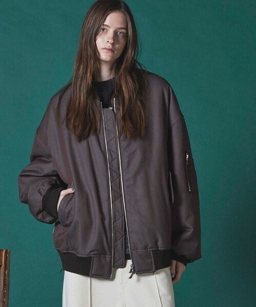MAISON SPECIAL 《UNISEX》Prime-Over Wool Chambray MA-1 Bomber Jacket