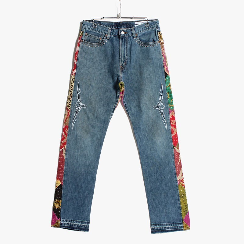 children of the discordance NY RE-PATCH WORK DENIM JEANS -BLUE-