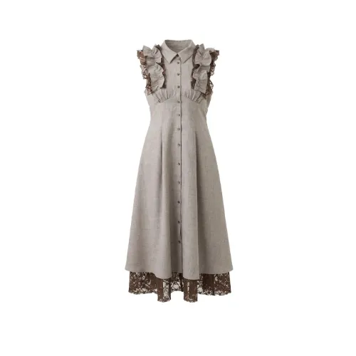 Rosé Muse Lace layered shirt dress