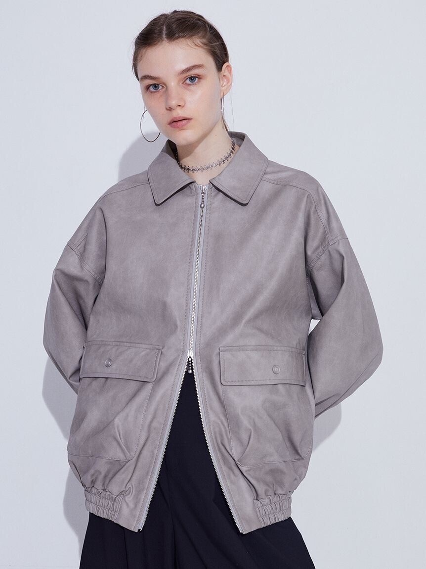 SORIN Vintage Fake Leather Bomber Jacket