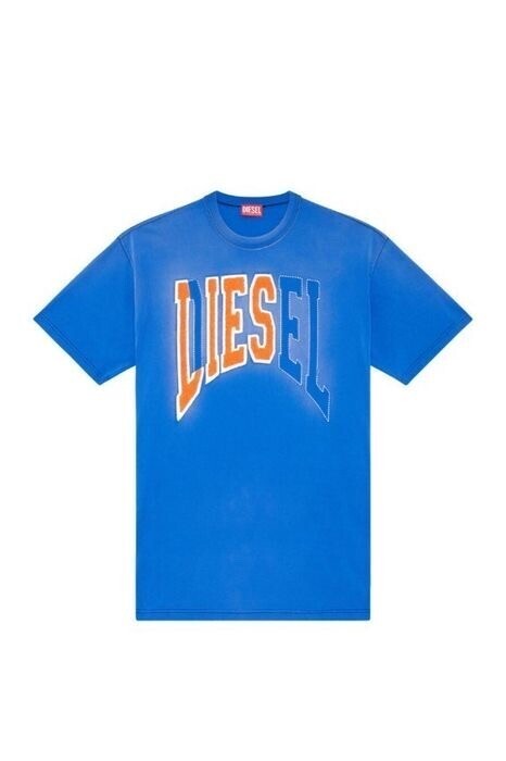 DIESEL T-Wash-N Oversized T-Shirt Diesel Lies Logo Blue