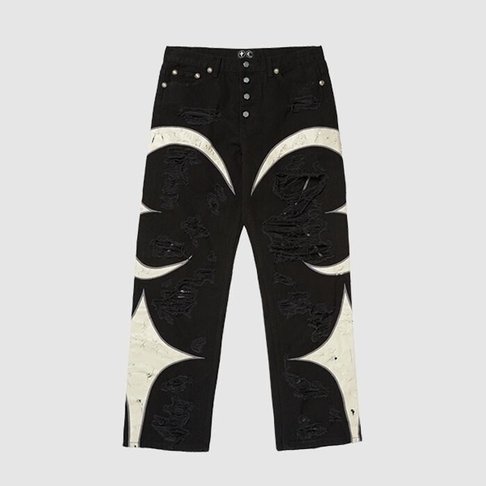 Thug Club レザーウォッシングデニムパンツ