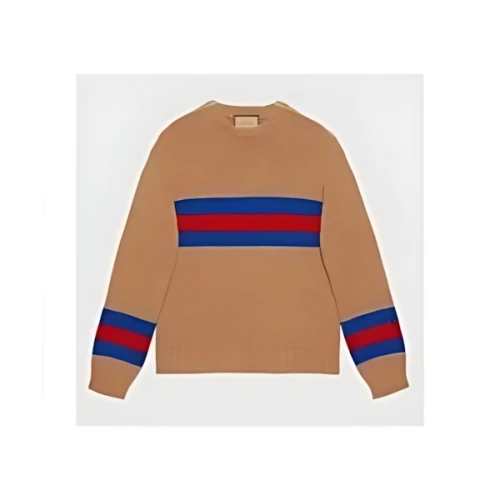 GUCCI ウェブ ストライプ インターシャ ウールモヘア セーター