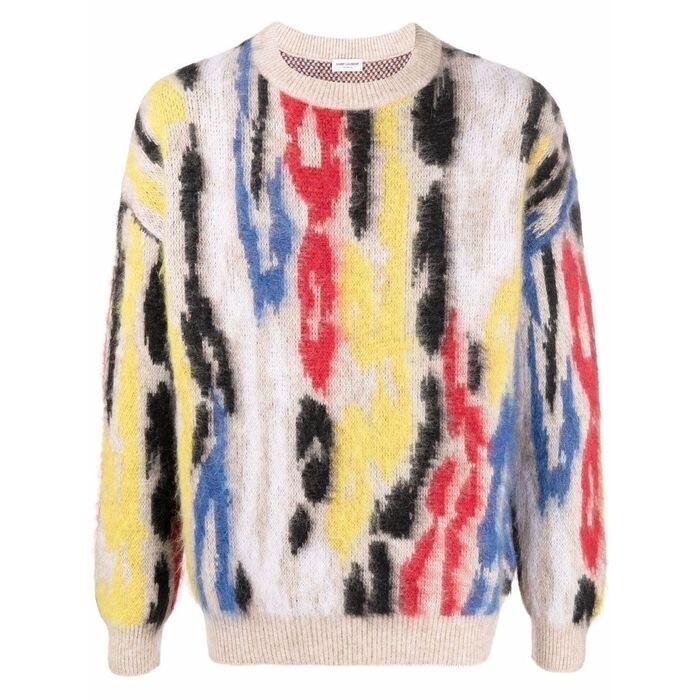 SAINT LAURENT レオパード ジャカード ニット
