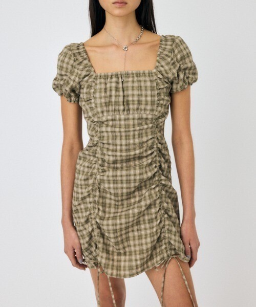 MOUSSY GATHER RIBBON MINI ドレス