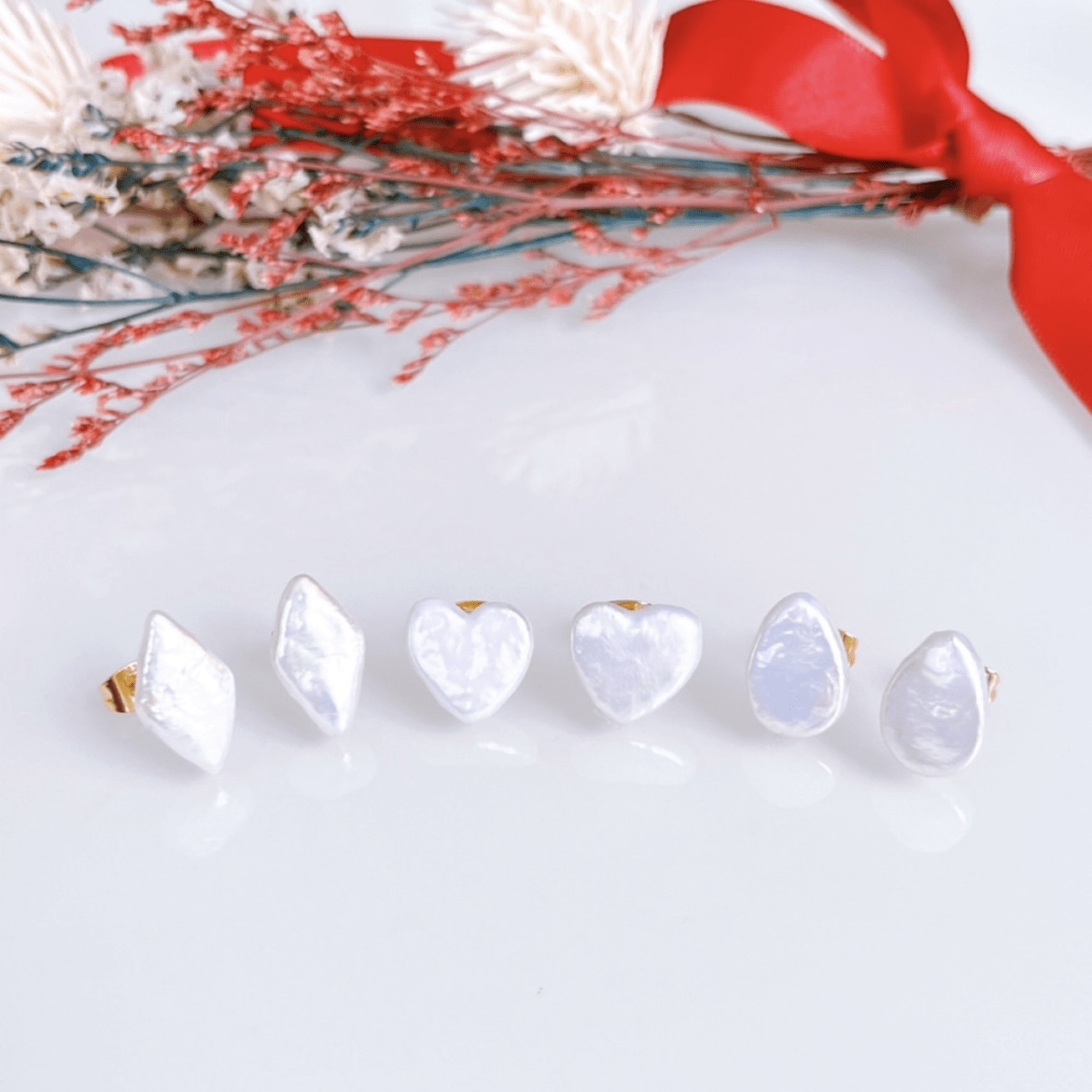 SAKURA jewelry SAKURA jewelry /57/淡水パールのモチーフピアス　イヤリング　ハート　ダイヤ　しずく