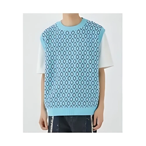 TTT_MSW Diamond knit polo vest