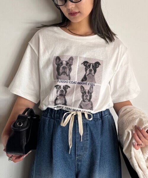 CIAOPANIC TYPY 犬アソートフォトプリント半袖Tee