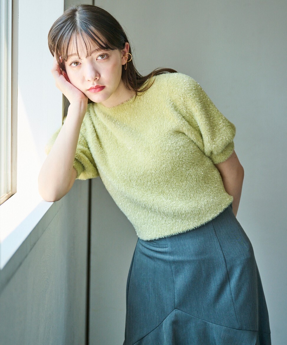 LILLIAN CARAT ラメフェザーニット