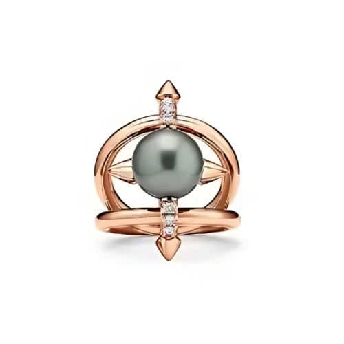 Tiffany & Co. タヒチアン パール リング ゴールドにダイヤモンドをセッティング