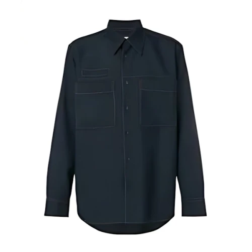 MARNI contrast stitch pointed collar shirt