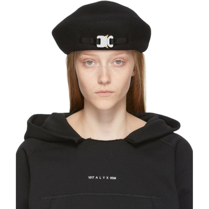 1017 ALYX 9SM Exclusive Black Wool Bardot Beret