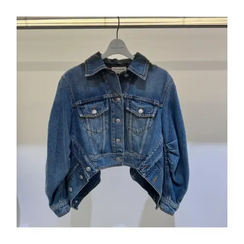 Alexander McQueen Puff Sleeves Cropped Denim Jacket