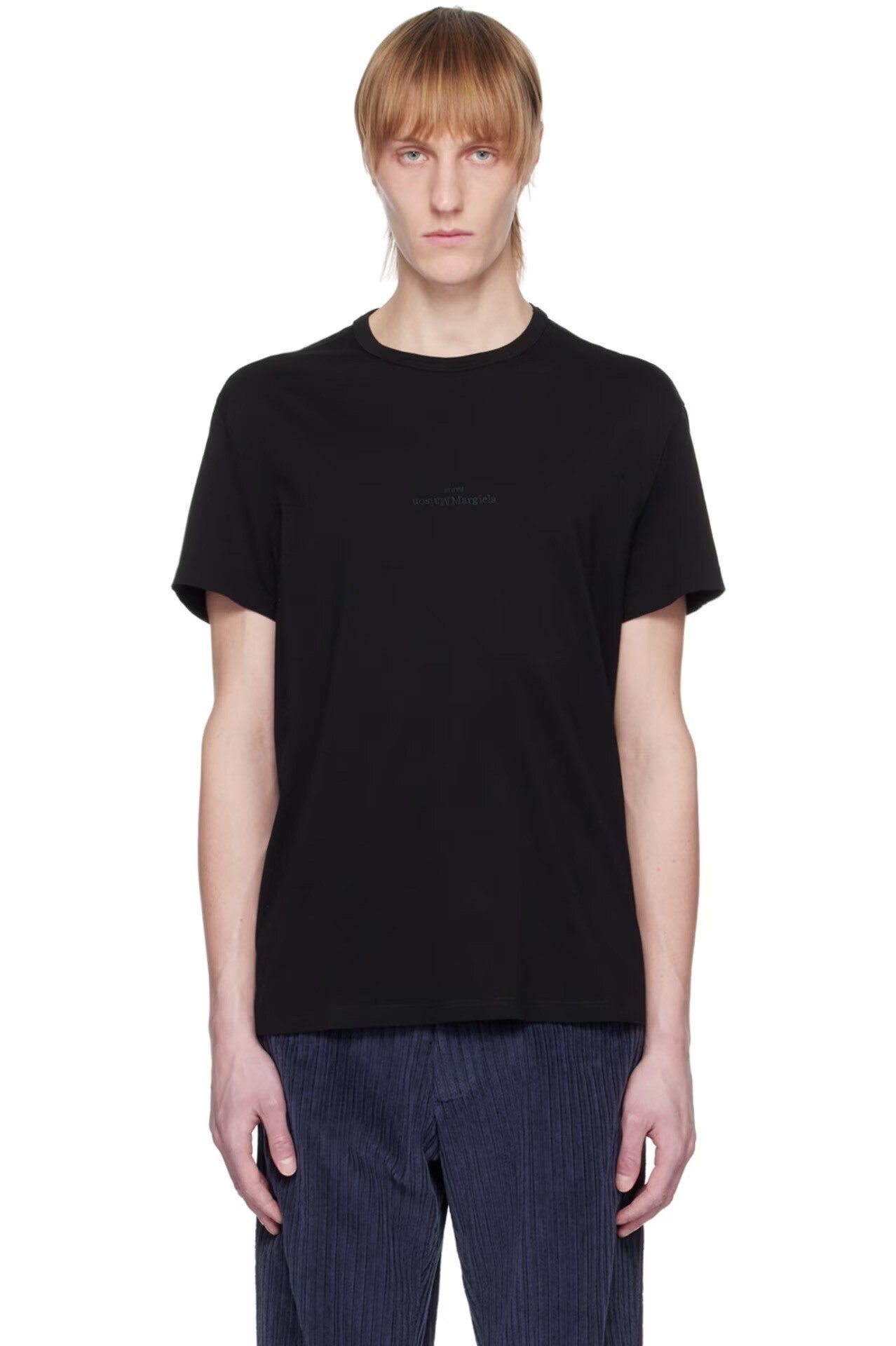 MAISON MARGIELA ブラック Distorted Tシャツ