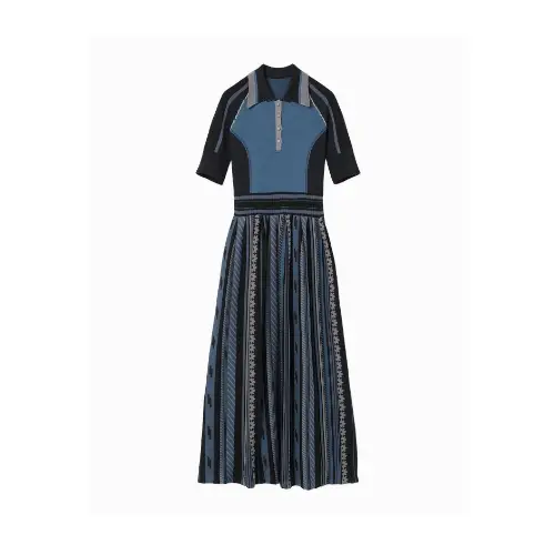 Mame Kurogouchi Geometric Pattern Knitted Dress