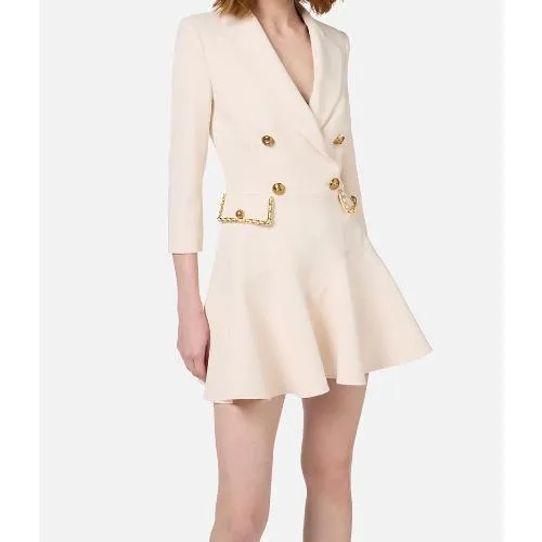 Elisabetta Franchi Double-breasted coat mini dress with chain detail
