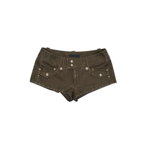 1JINN STUDIO Distressed Utility Denim Canvas Micro Shorts