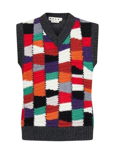 MARNI Crochet Patchwork Sleeveless Sweater In
