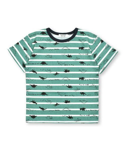 SLAP SLIP ボーダー恐竜プリント柄Tシャツ