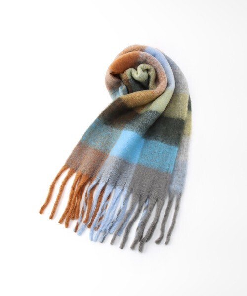 SLOBE citron. CHECK MOHAIR STOLE