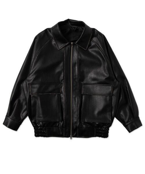 WEGO エイジドフェイクレザーブルゾン