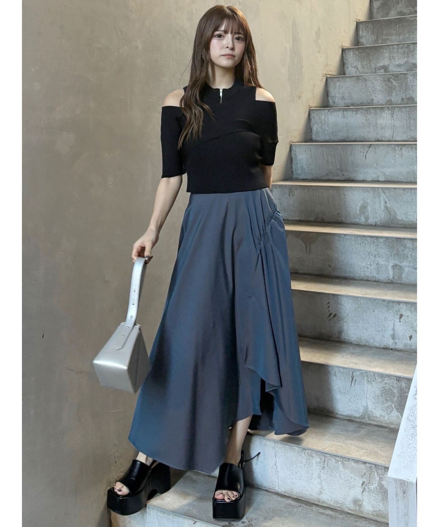 MURUA イレヘムギャザーアシメスカート