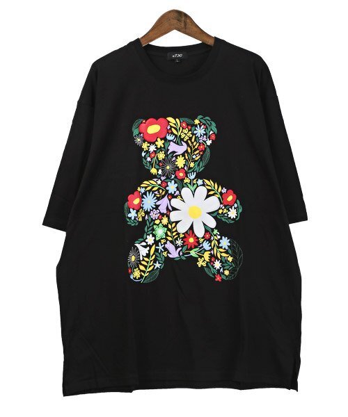 RE730 フラワー ベアコラージュプリント半袖Tシャツ